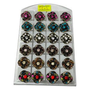 گوشواره فلزی گل نگین دار – کد 3401