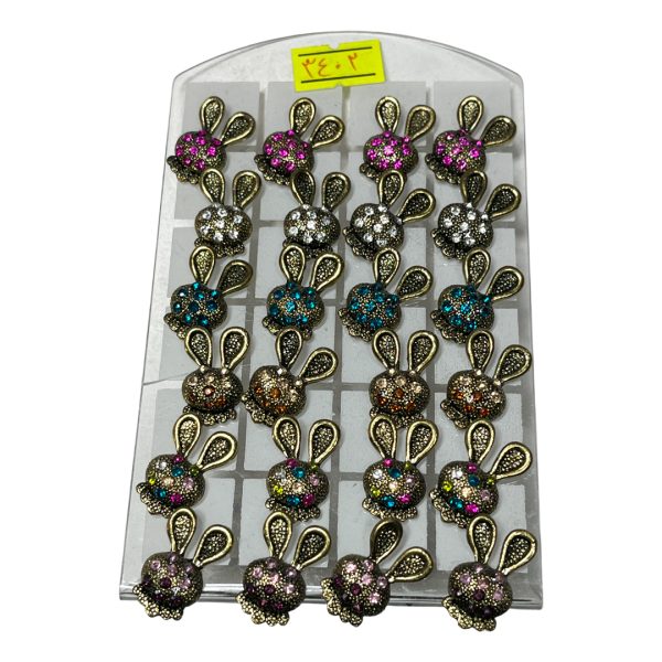 گوشواره فلزی خرگوش نگین دار - کد 3402 - Image 2