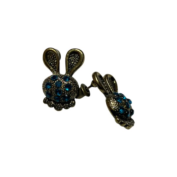 گوشواره فلزی خرگوش نگین دار - کد 3402